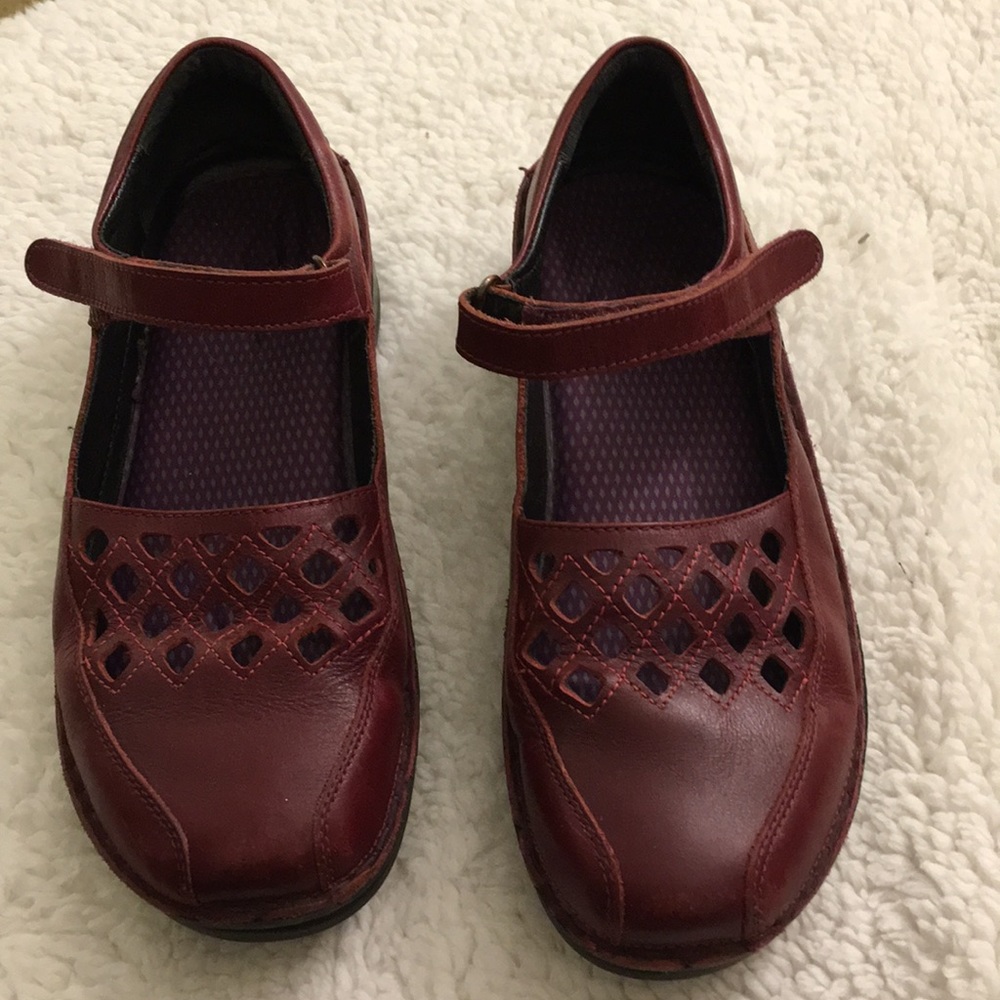 Naot Red Leather Mary Jane Flats